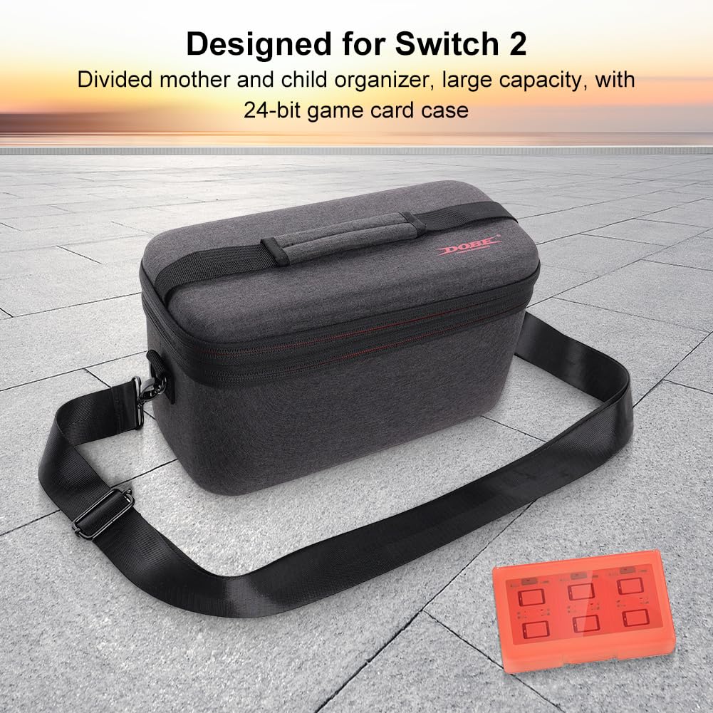 Fiorky Étui de Transport Dur Eva pour Switch 2 Sac de Voyage Protecteur avec bandoulière et boîte de Carte de Jeu pour Nntendo pour Switch 2