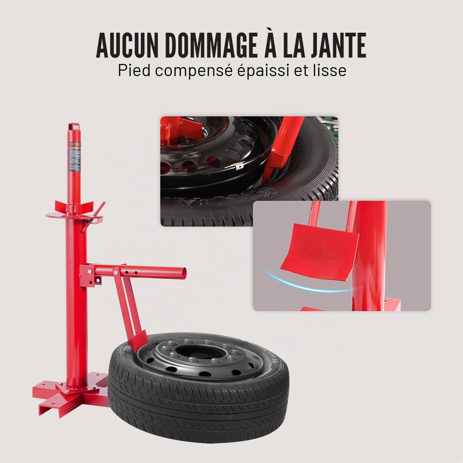 VEVOR Démonte-Pneus Manuel pour Pneu de 203 à 406 mm Décolle Pneu en Acier 46×38×94 cm Outil Changeur de Pneus sans Dommage à la Jante Antirouille pour Montage Démontage de Pneu Voiture Quad Atelier