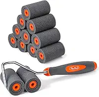 Kit de rolo de pintura de espuma de alta densidade de 5 cm, rolo de espuma preta cavado para acabamento suave e bordas precisas, pequenos rolos de espuma para pintar paredes, armários, portas