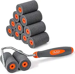 Kit de rolo de pintura de espuma de alta densidade de 5 cm, rolo de espuma preta cavado para acabamento suave e bordas precisas, pequenos rolos de espuma para pintar paredes, armários, portas