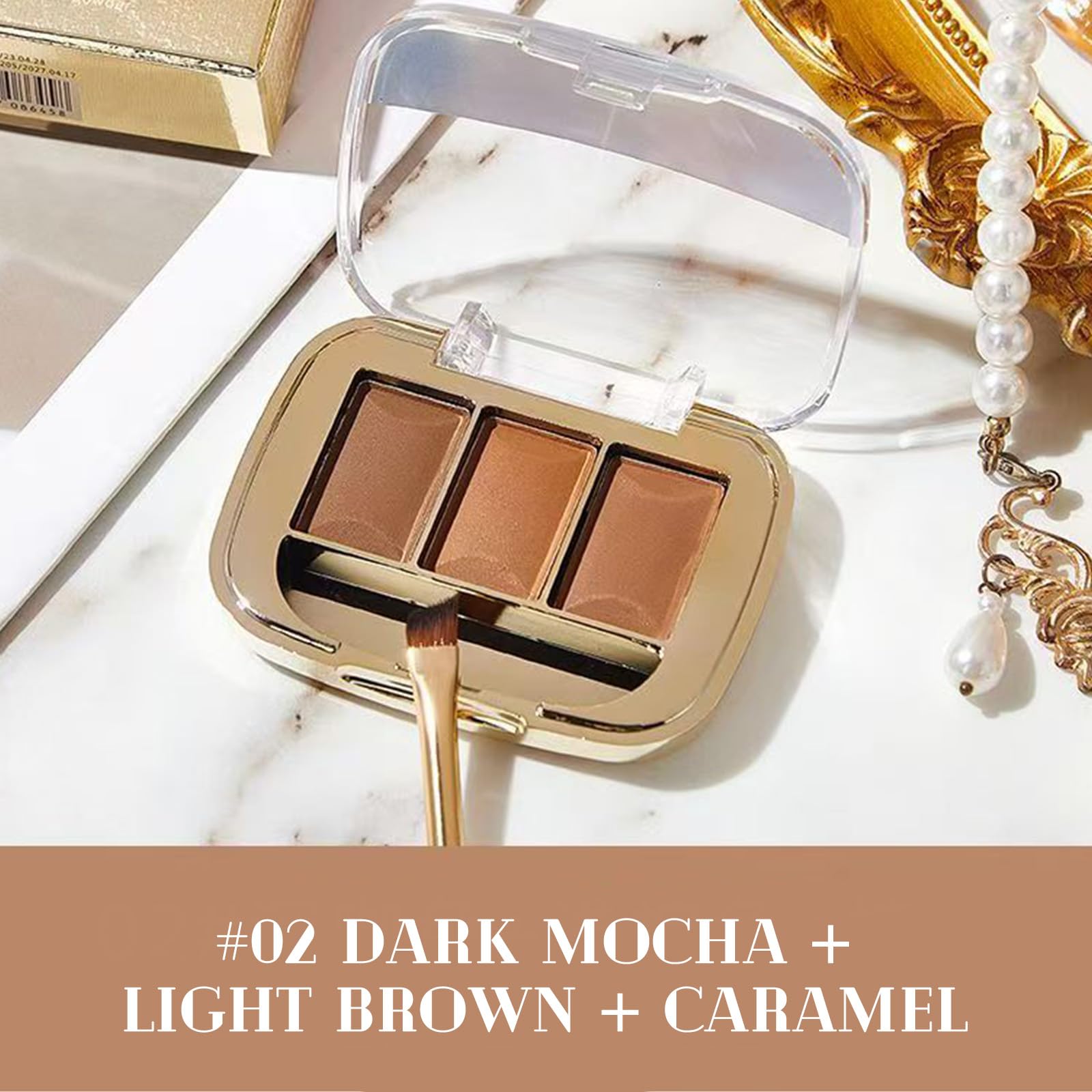 3-Colour Eyebrow Powder Palette with Dual-Ended Brush - Image 4
