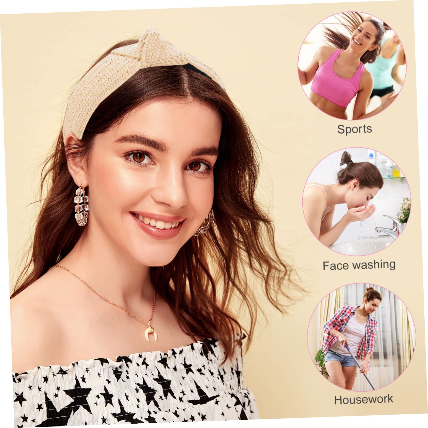 Housoutil 6pezzi Raffia Hairbands for Women Stylish Knotted Beach Headband for Festivals and Parties Hair Ornament Everyday Use Elegant Woven Hair Accessories