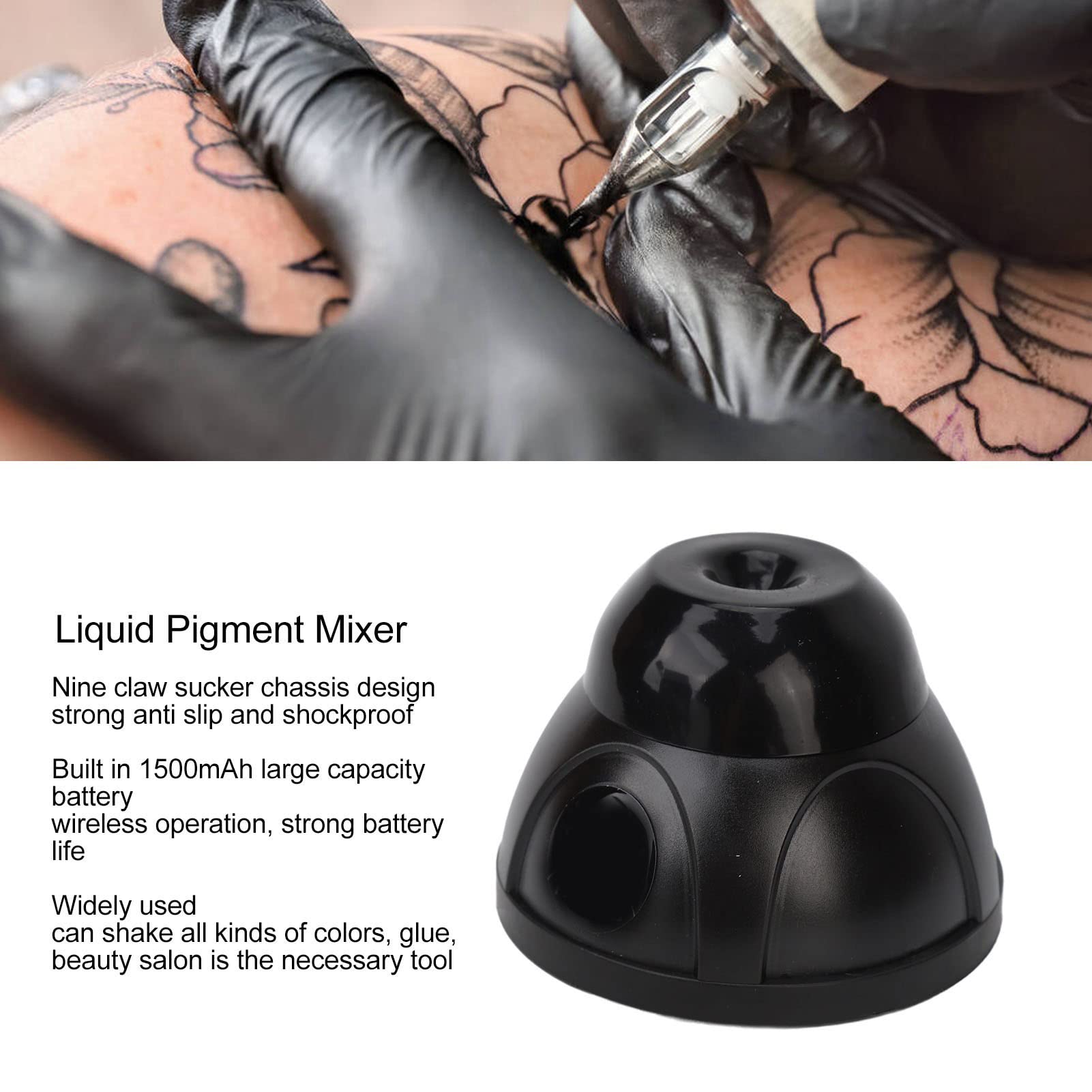 Liquid Vortex Mixer, Nagellack Rührer Paint Mixer 7000 RPM Mehrzweck Mini Vortex Mischer, Wiederaufladbarer Elektrischer Schüttelmischer für Flüssige Pigmente(Schwarz)