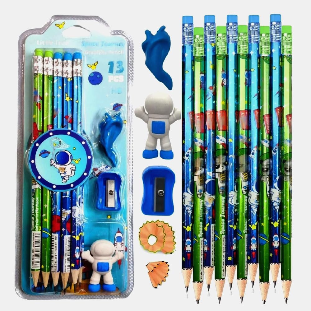 Festiko® Set of 13 Pcs Green Space Theme Pencil Eraser, Pencil sets, Stationery Set, Birthday Return Gifts for Kids (B0CLB54VKQ) Amazon Price History, Amazon Price Tracker