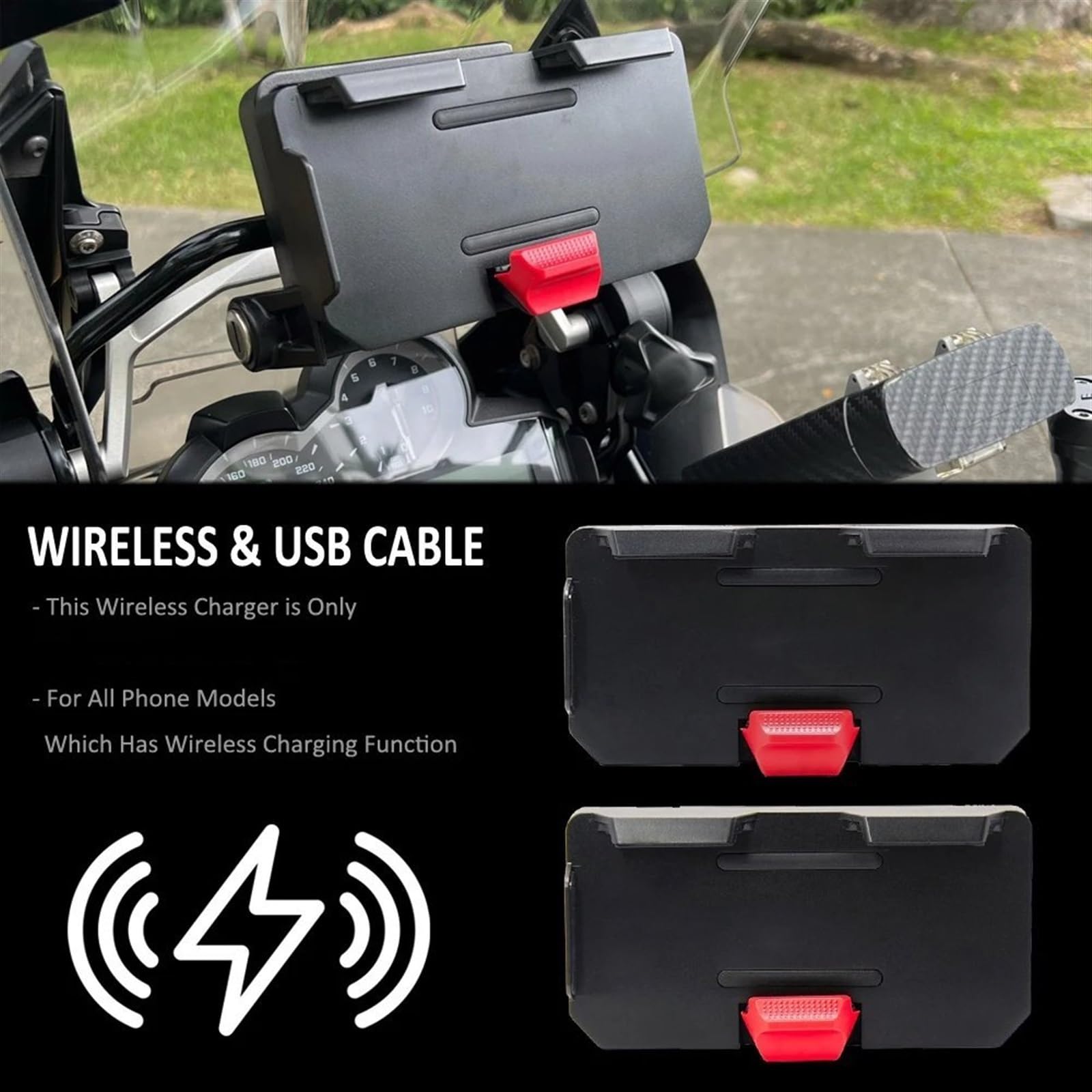 Support Telephone Velo pour BMW R1200GS R1250GS R 1250 GS F800GS F700GS S1000XR pour ADV Moto sans Fil Charge GPS Support De Téléphone Support De Navigation Telephone Moto Rotation
