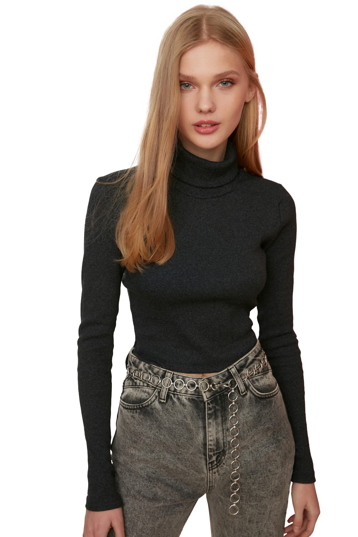 Trendyol Women Fitted Basic Turtleneck Knit Blouse