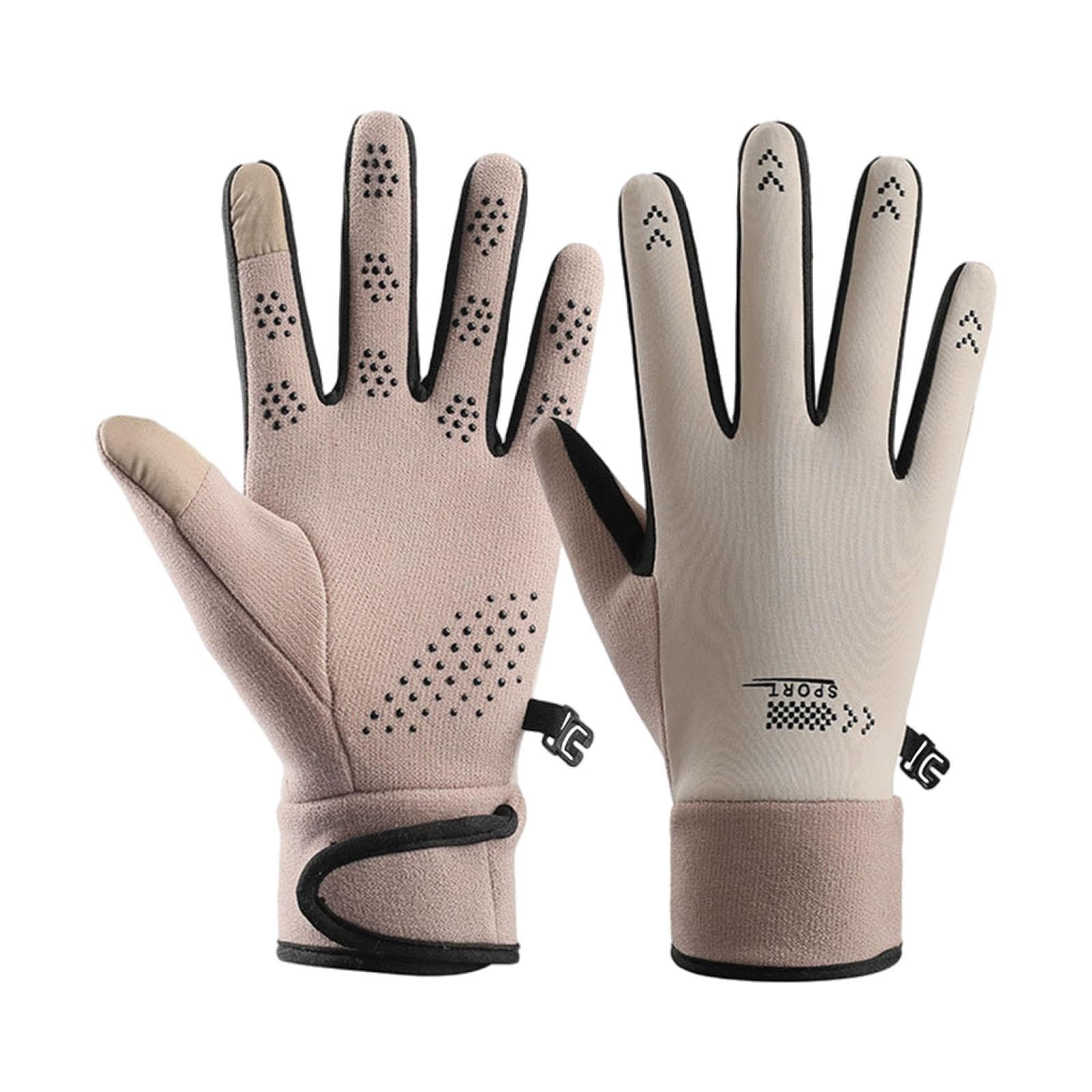Winter Gloves Hand Warmer Mittens for Outdoor Activities Motorcycling Biking Women Sticky Wrist Beige-image-19