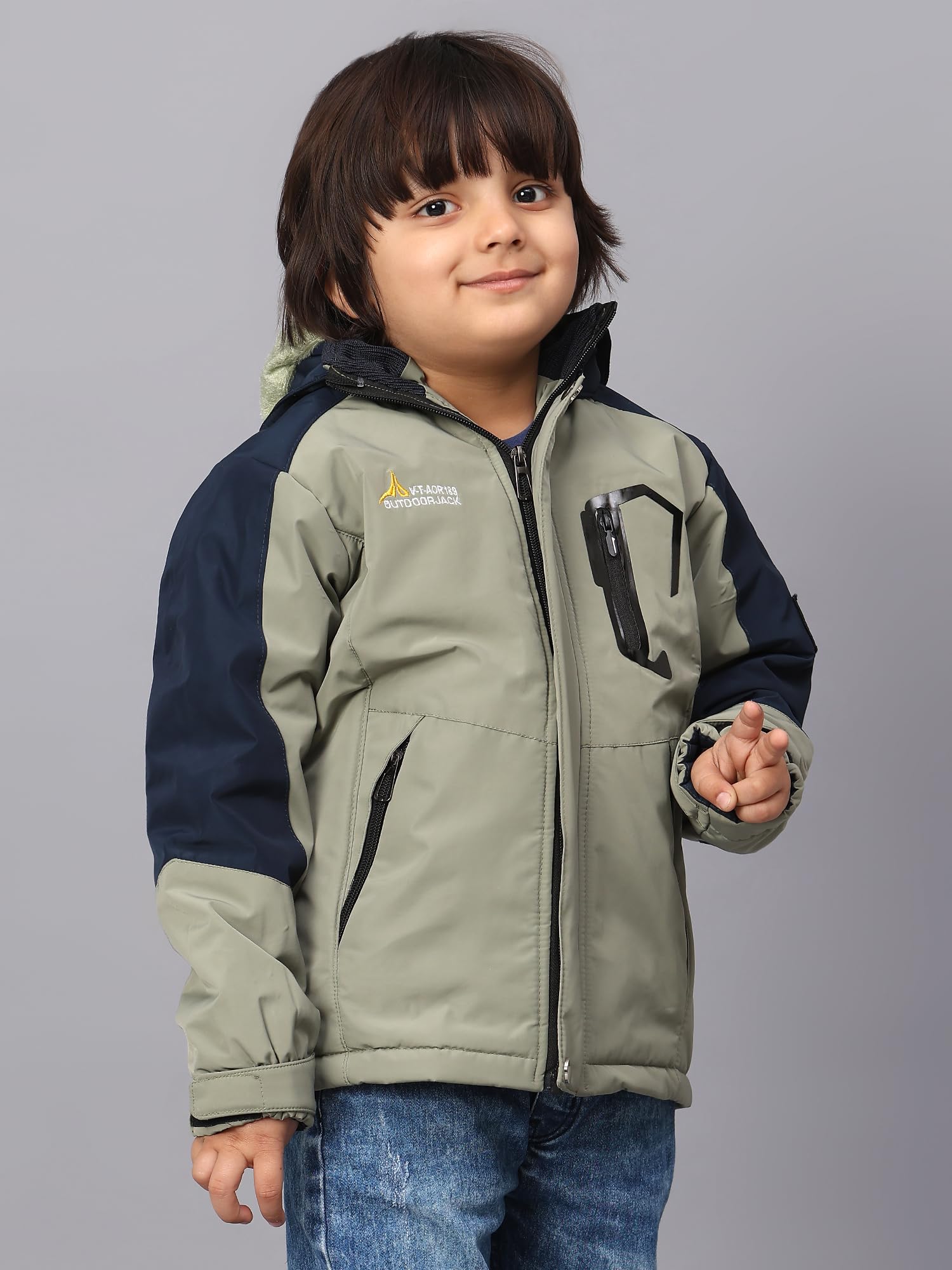 Sky Heights Boys Quilted Bomer Colorblock Hooded Jacket - Image 8 thumbnail