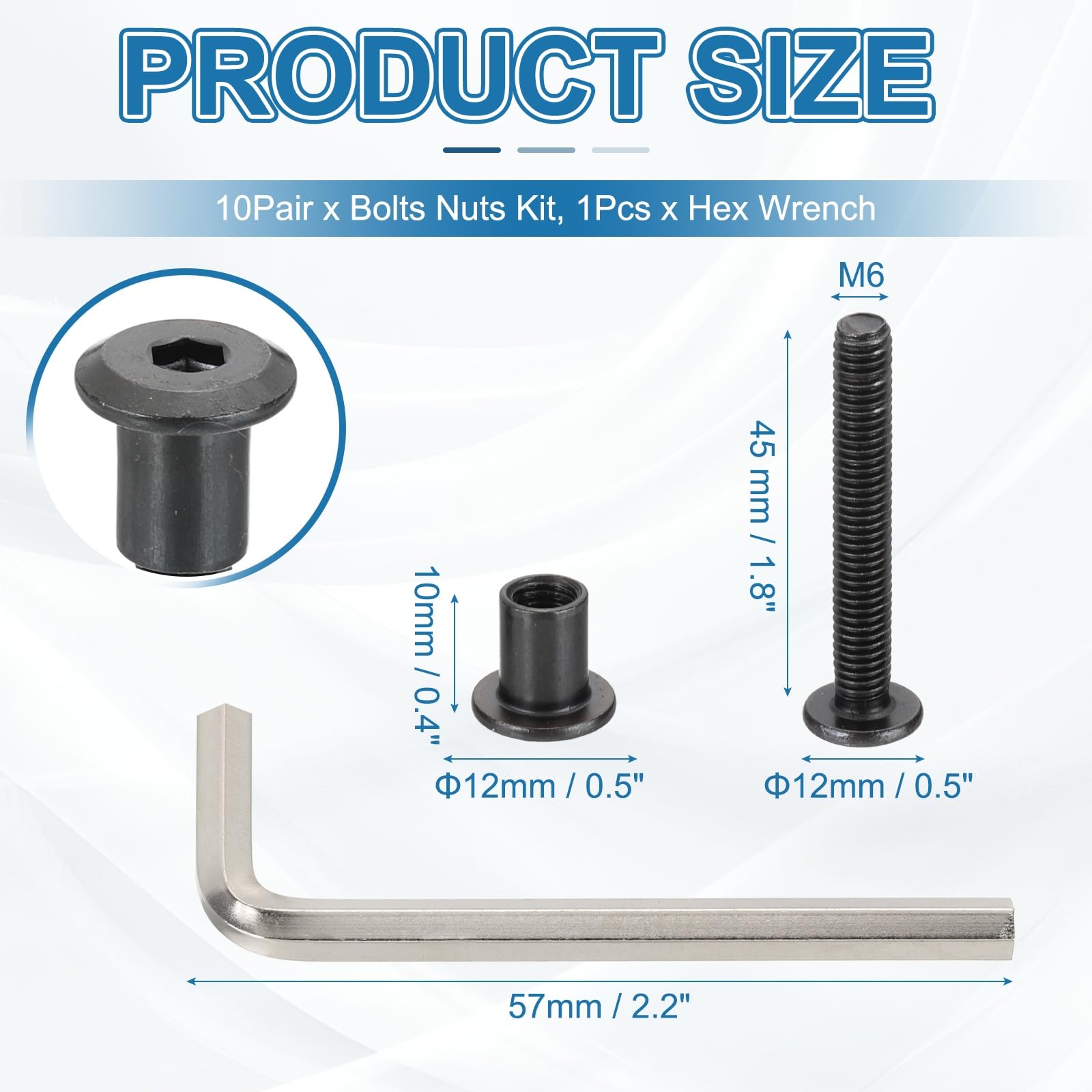 PATIKIL M6x45mm Hex Drive Socket Cap Bolt - Image 2
