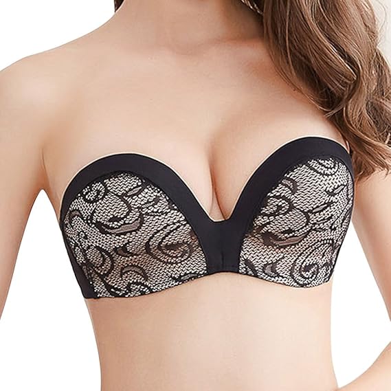 Amazon ストラップレス 脇肉スッキリ 脇高 補正 盛り レディース バストアップ ブラジャー 美バストメイク リフトアップ ブラ 花柄レース 谷間ブラ 人気 ノンワイヤー 豊胸効果 谷間メイク 単品ブラジャー 1枚入れ ブラジャー 通販