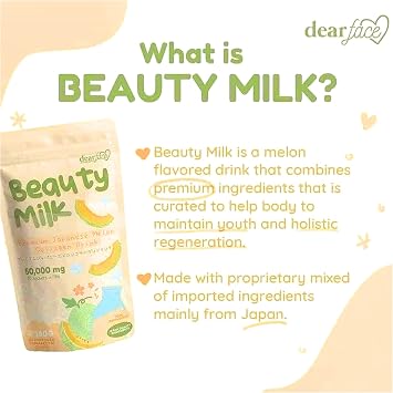 2 Packs Beauty Milk Japanese Collagen Melon Drink - 50,000mg Hydrolyzed Collagen