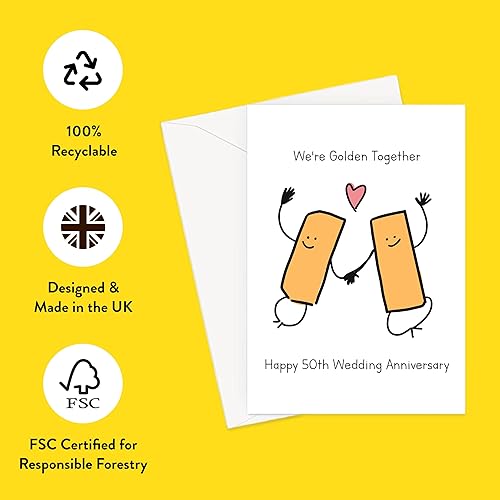 Miniatura 2 de We're Golden Together - Tarjeta de felicitación de 50 aniversario de boda  Tarjeta de aniversario de boda dorada para cónyuge, casado cincuenta años