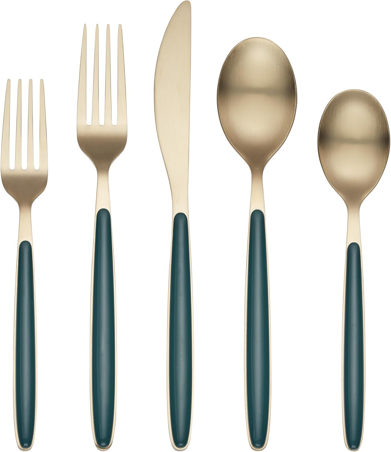 Cambridge 519320GZDS Kiernan Forest Green Champagne 20-Piece Flatware Set