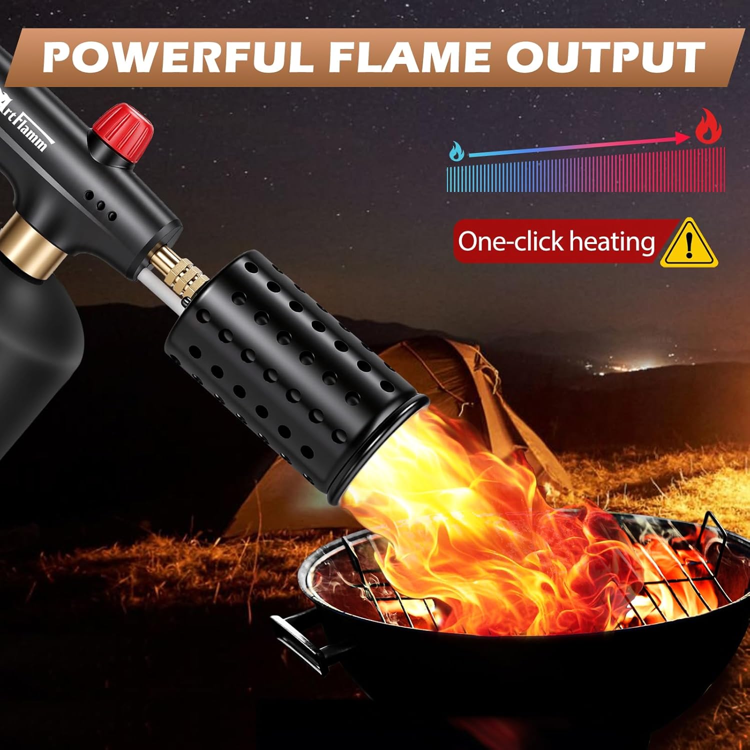 ARTFLAMM Powerful Propane Torch with Safety Lock, Cooking Blow Torch Gun with Adjustable Flame & Cooling vents Design, Kitchen Food Torch for Grill, Sous Vide, Charcoal Lighter (Tank Not Included)