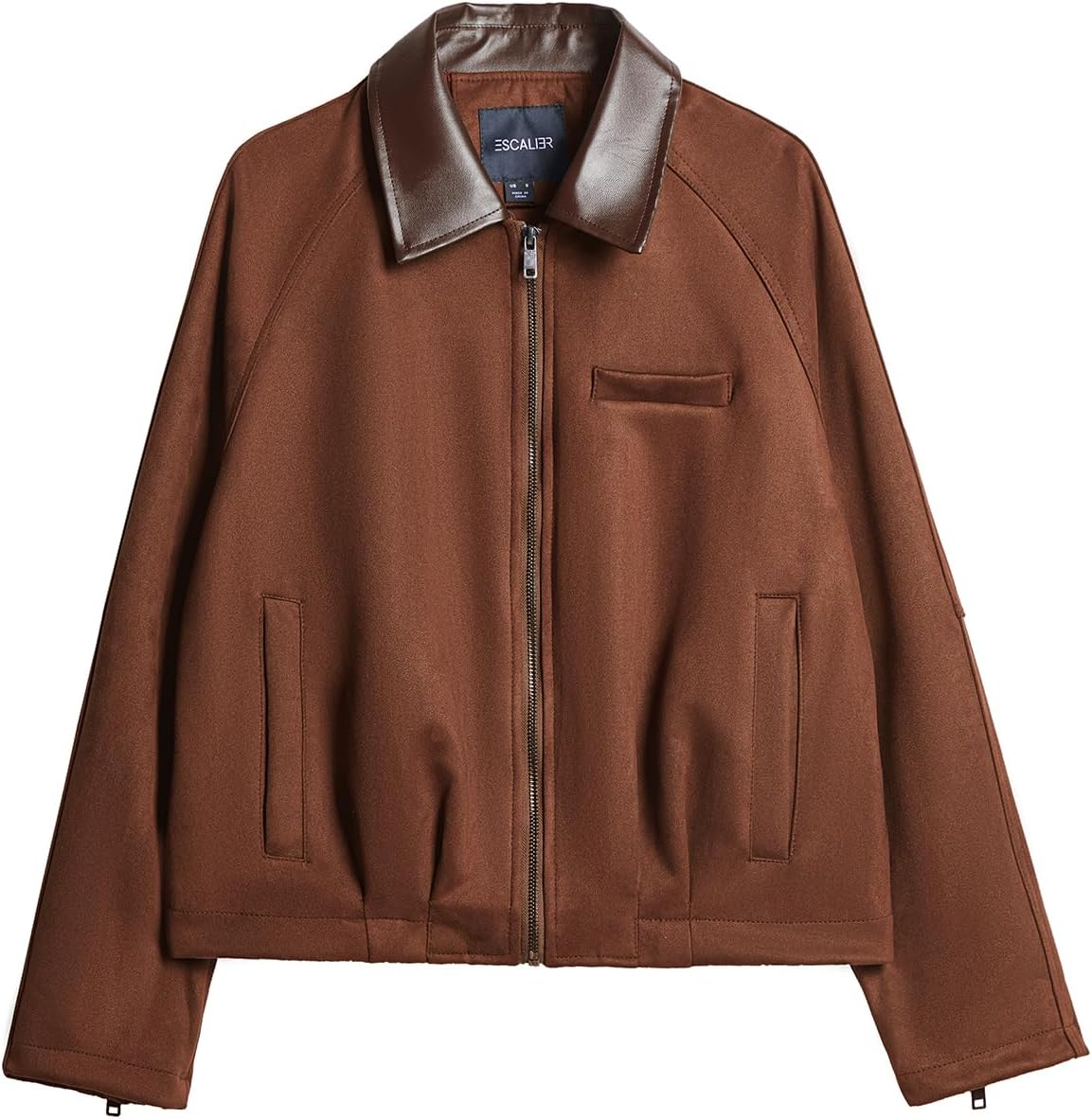 Moreone Women's Faux Suede Cropped Bomber Jacket Casual Contrast Collar Zip Up Barn Trendy Fall Coat