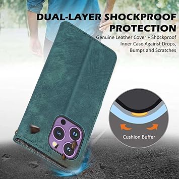 Case Compatible with Tecno Phantom X2 Pro,Case with Card Slot.Wallet design,RFID Protection.Standable Flip Case Green