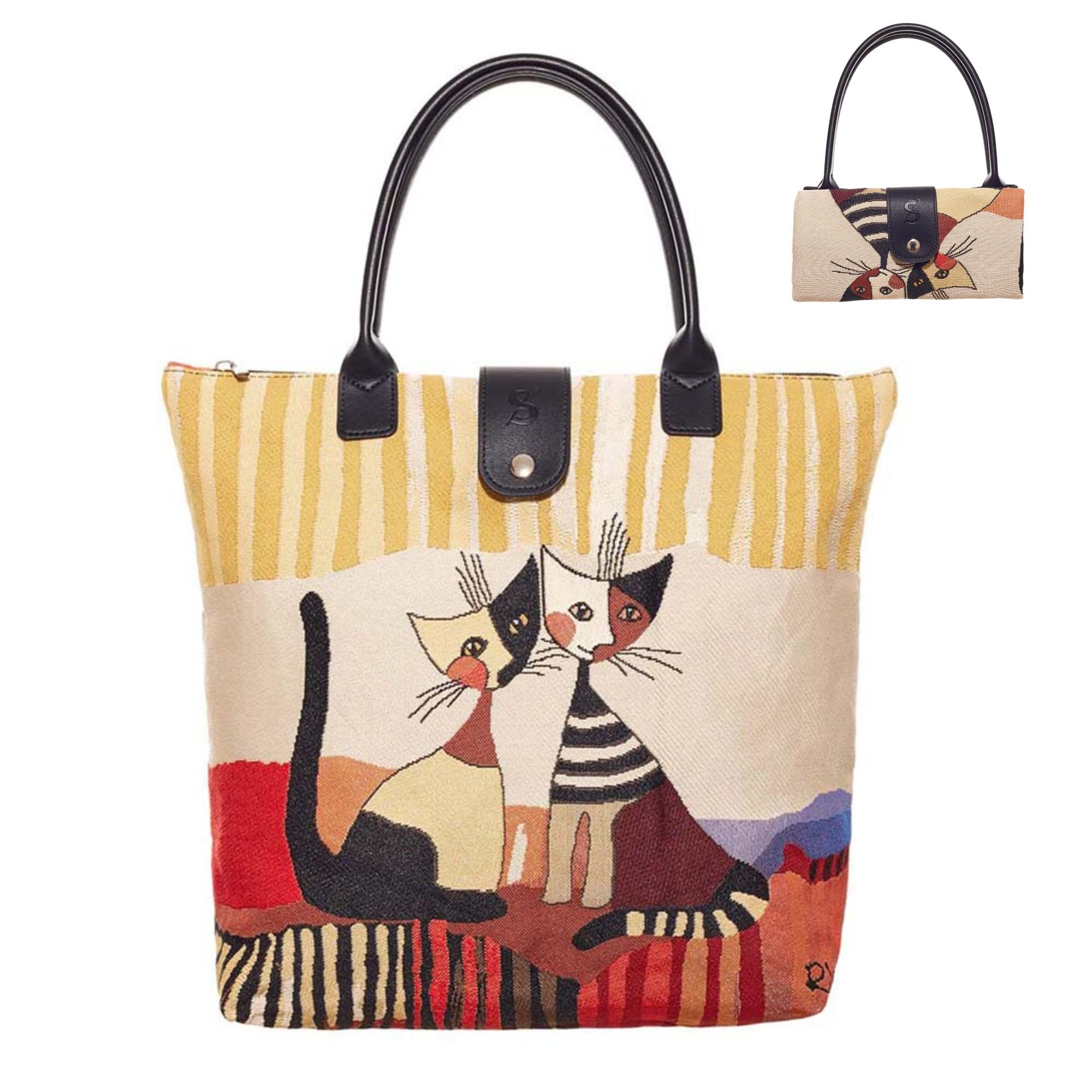Signare Tapestry Tote Bag, Foldable Design 18 different patterns (FOLD) (Rosina Cat) — image 1