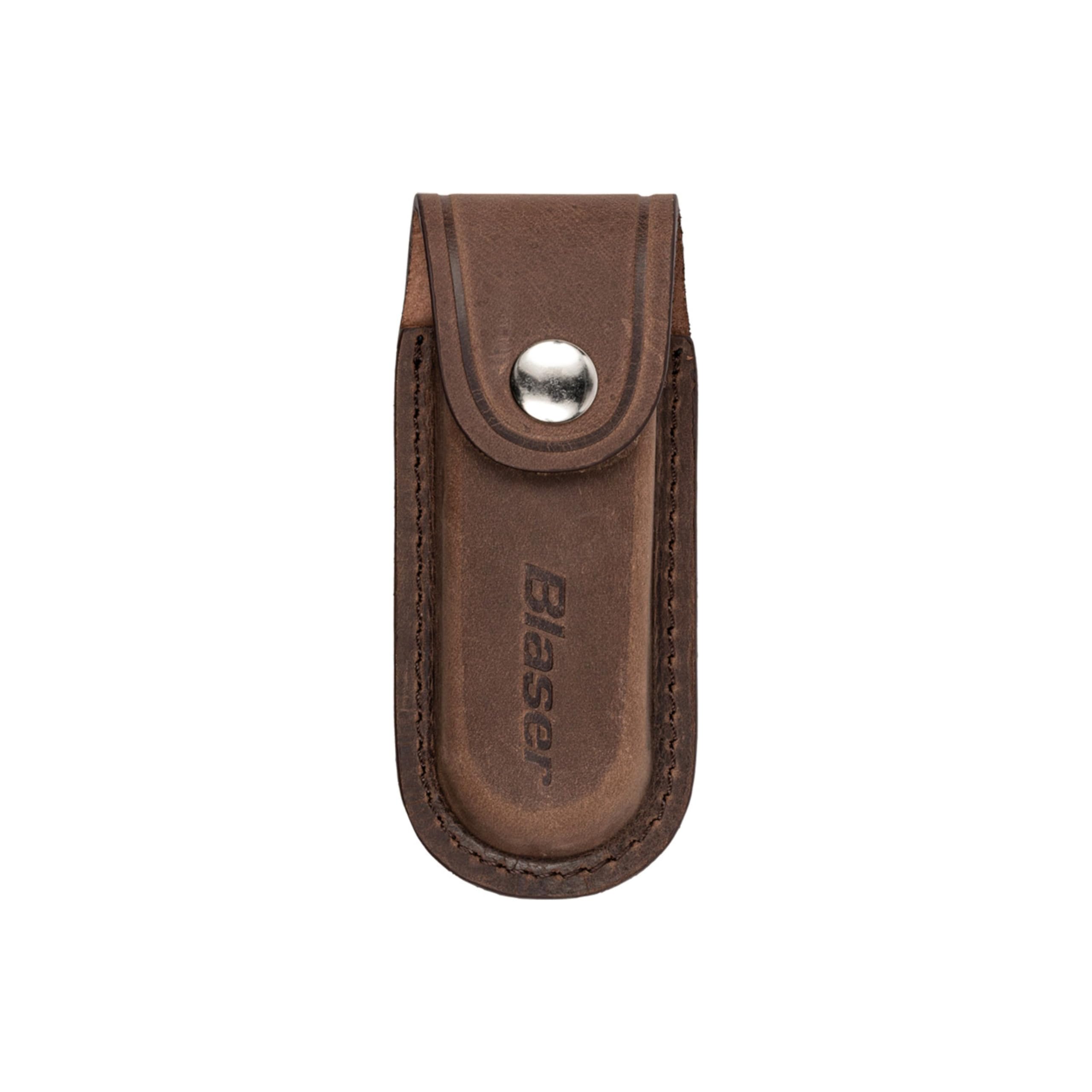 Blaser Klappmesser Classic | Jagdmesser mit Drop-Point Klinge | Edelstahl & Holzgriff | Sicherer Backlock-Verschluss | 8,5 cm Klinge & Leder-Etui