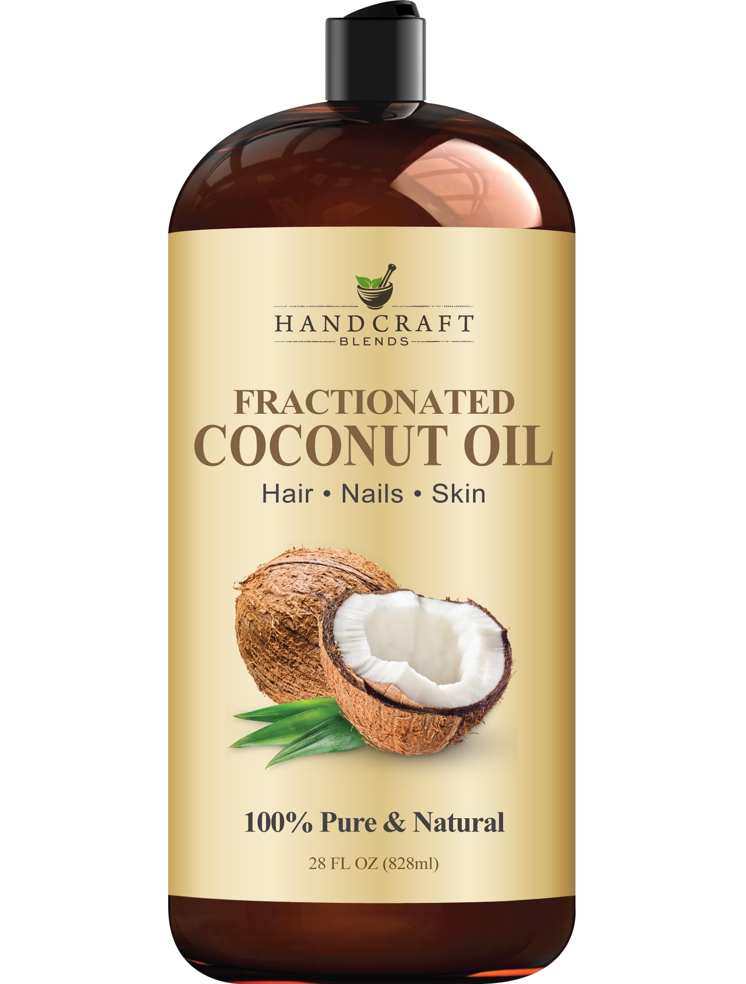 Handcraft Blends Fractionated Coconut Oil - 28 Fl Oz - 100% Pure and Natural - Premium Grade Carrier Oil for Skin and Hair - Hair and Body - Massage