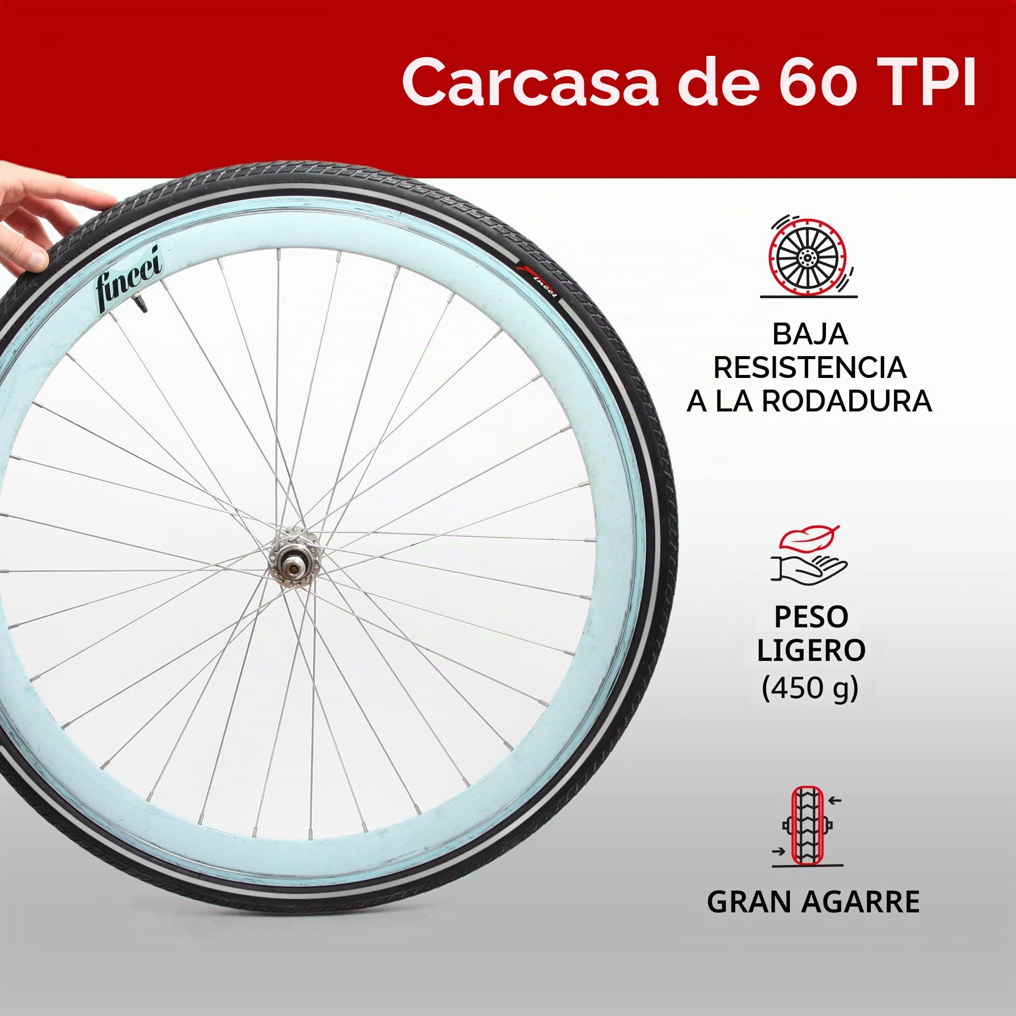 Fincci Cubierta 700x35c 37-622 Plegable con Protección Antipinchazos LVL3