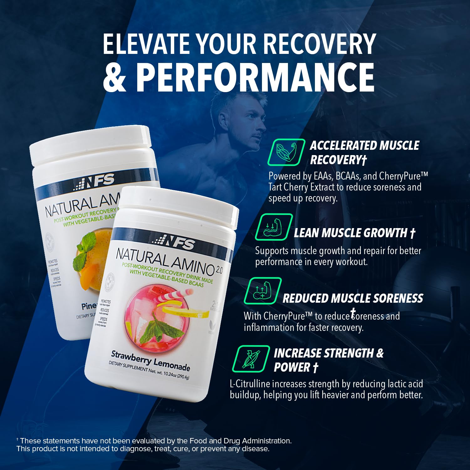 NF Sports Natural Amino. 2:1:1 BCAAs Amino Acids Powder. BCAA Energy Pre Workout Powder for Muscle Recovery. Keto Friendly, Vegan, No Artificial Flavors (25 Servings, Orange Pineapple) — Amazon image 3