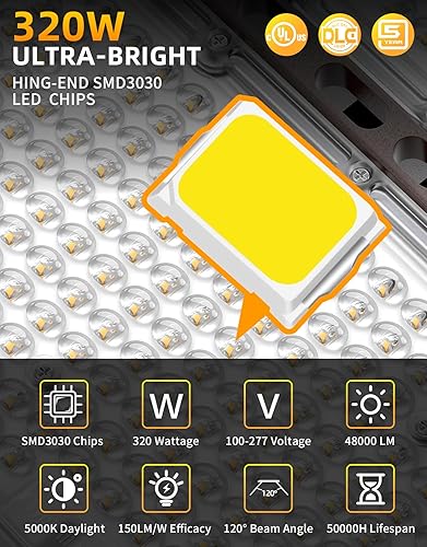 Miniatura 2 de Luz LED de estacionamiento de 320 W, 256 W, 192 W, ajustable, UL DLC, 5000 K, caja de zapatos, luz con fotocélula fotográfica, luces de calle