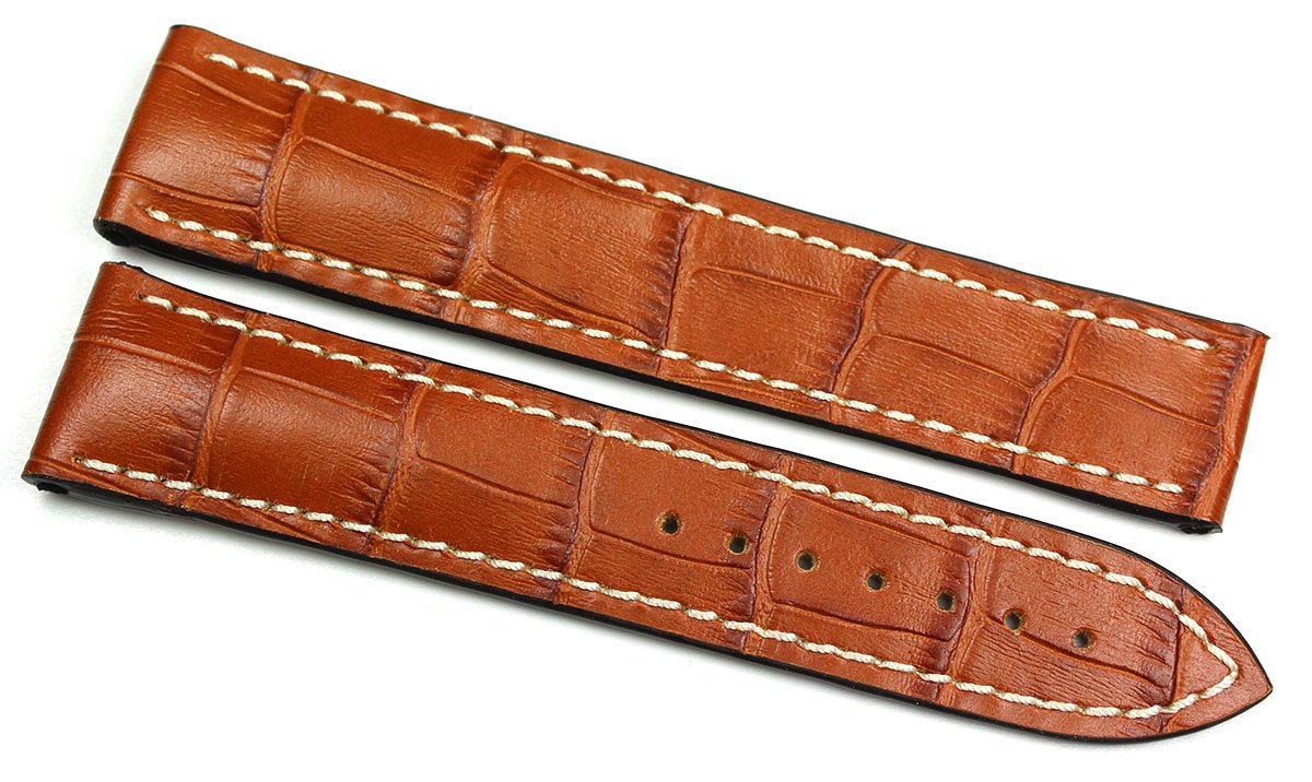 RIOS 1931 Bracelet de montre en cuir pour homme avec boucle déployante Omega Marron 20 mm, sangle