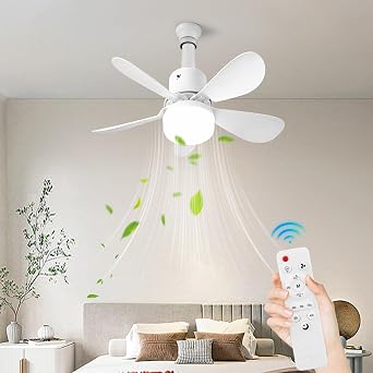 Ceiling Fan with Light Socket Fan Light Low Noise for Dining Room [Energy Class A]