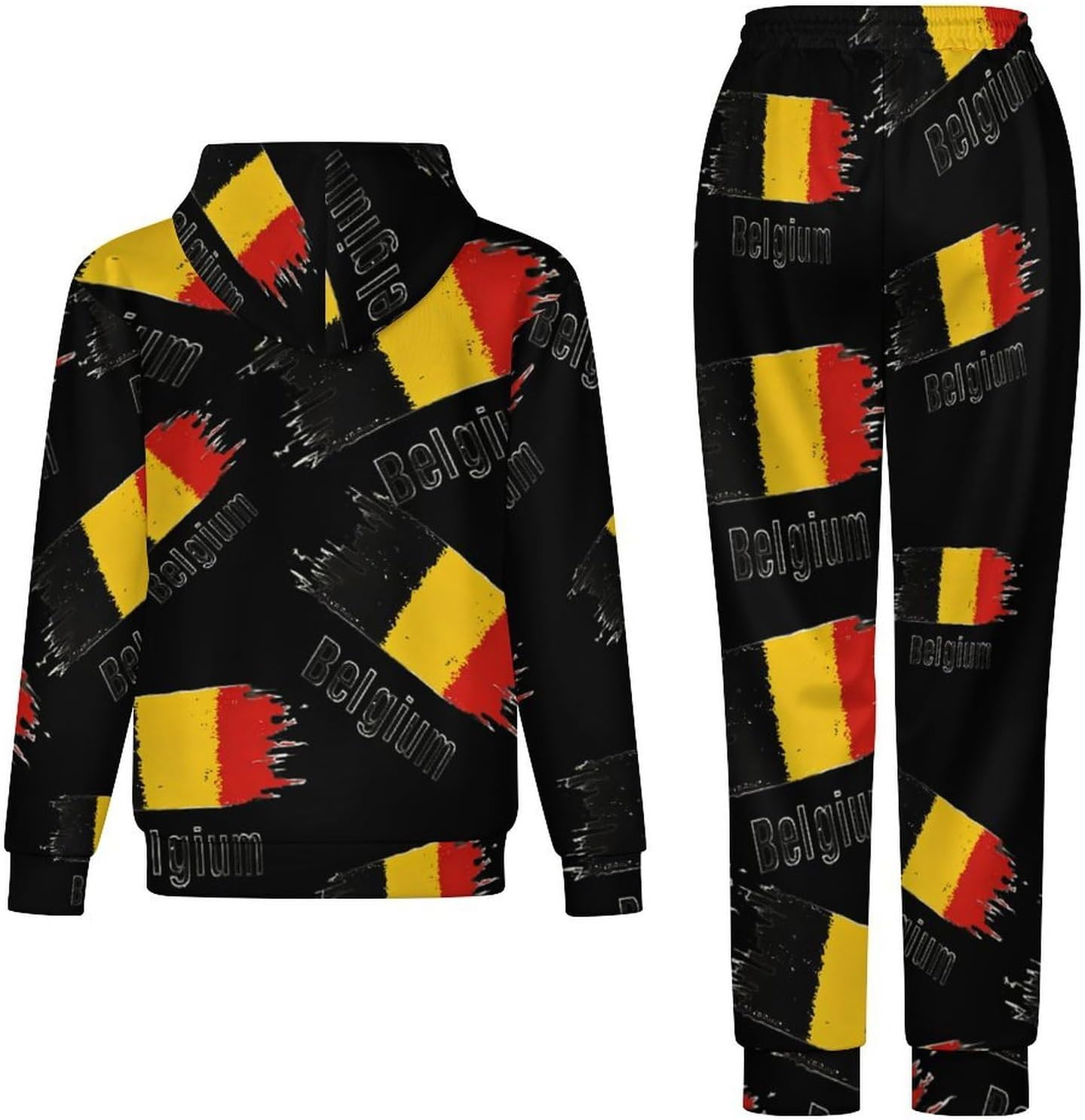 Belgium Belgian Logo Sweatshirts for Men Two Piece Casual Hoodie Tracksuit Jogger Pants