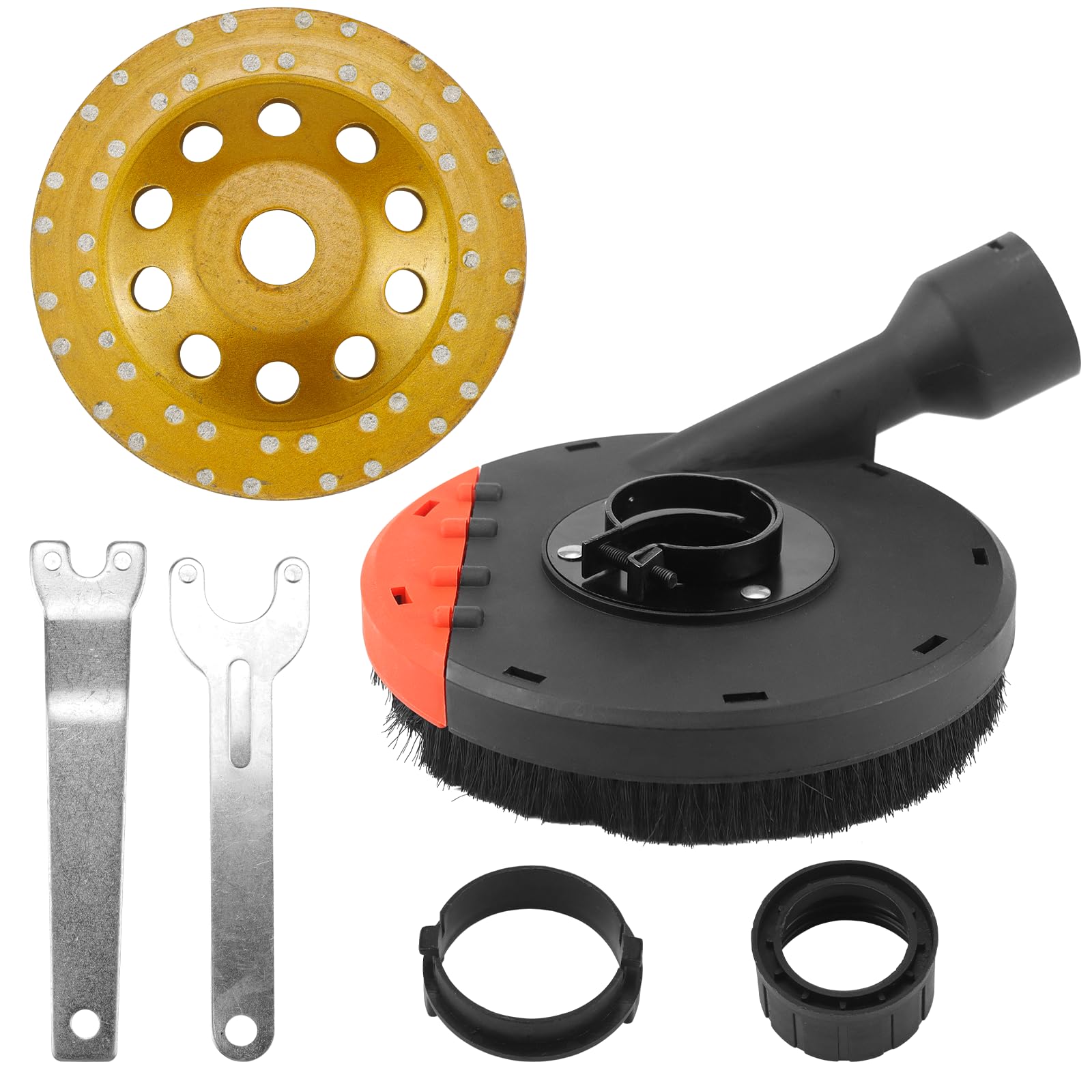 Cappa di aspirazione per smerigliatrice per calcestruzzo, 125 mm, cappa di aspirazione, smerigliatrice angolare 115/125/150 mm, aspirazione con mola diamantata per calcestruzzo (150 mm x 15