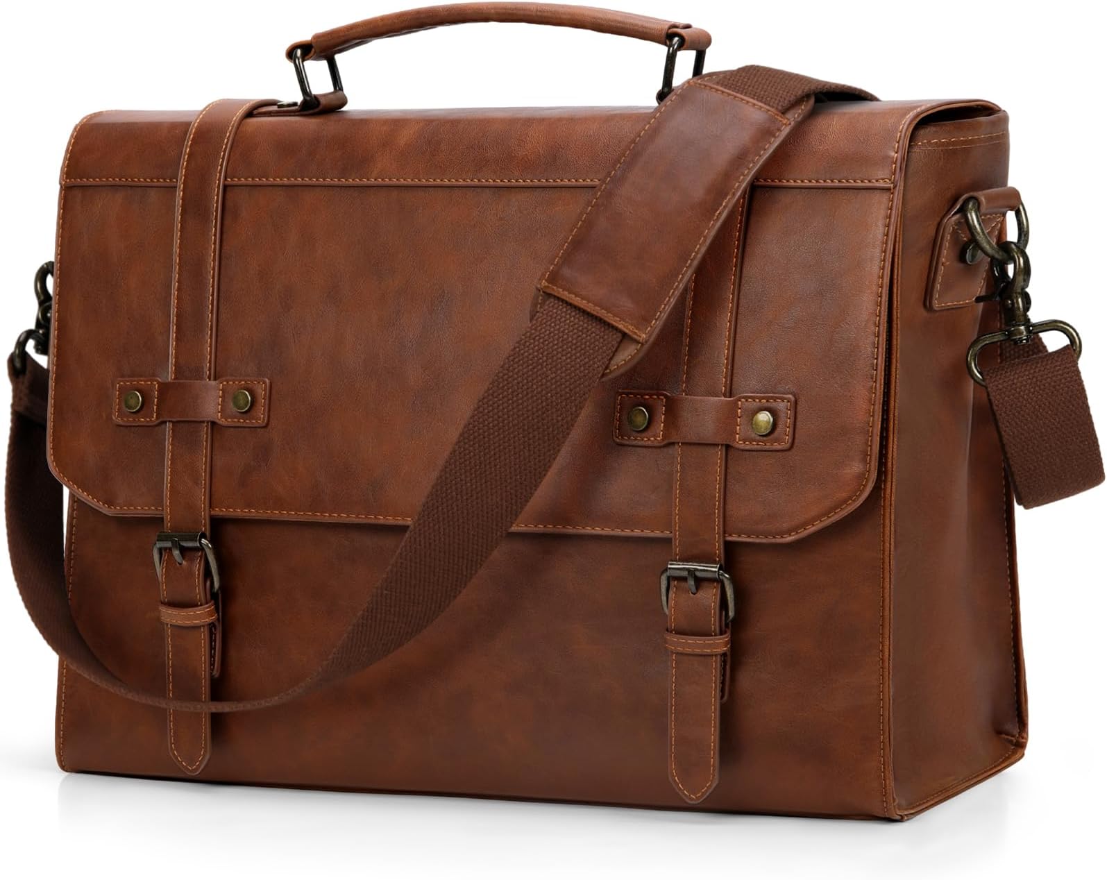 Mens Messenger Bag 17 Inch Waterproof Vintage Leather Laptop Briefcase Large Laptop Bag Satchel Computer Shoulder Bag