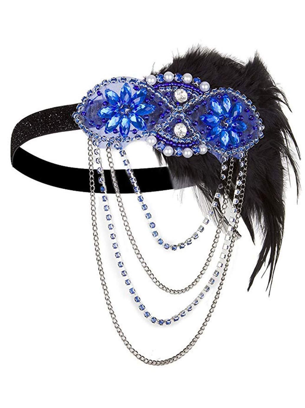 LovfinguArt Deco 1920s Flapper Feather Headpiece Roaring 20s Great Gatsby Headband for Women