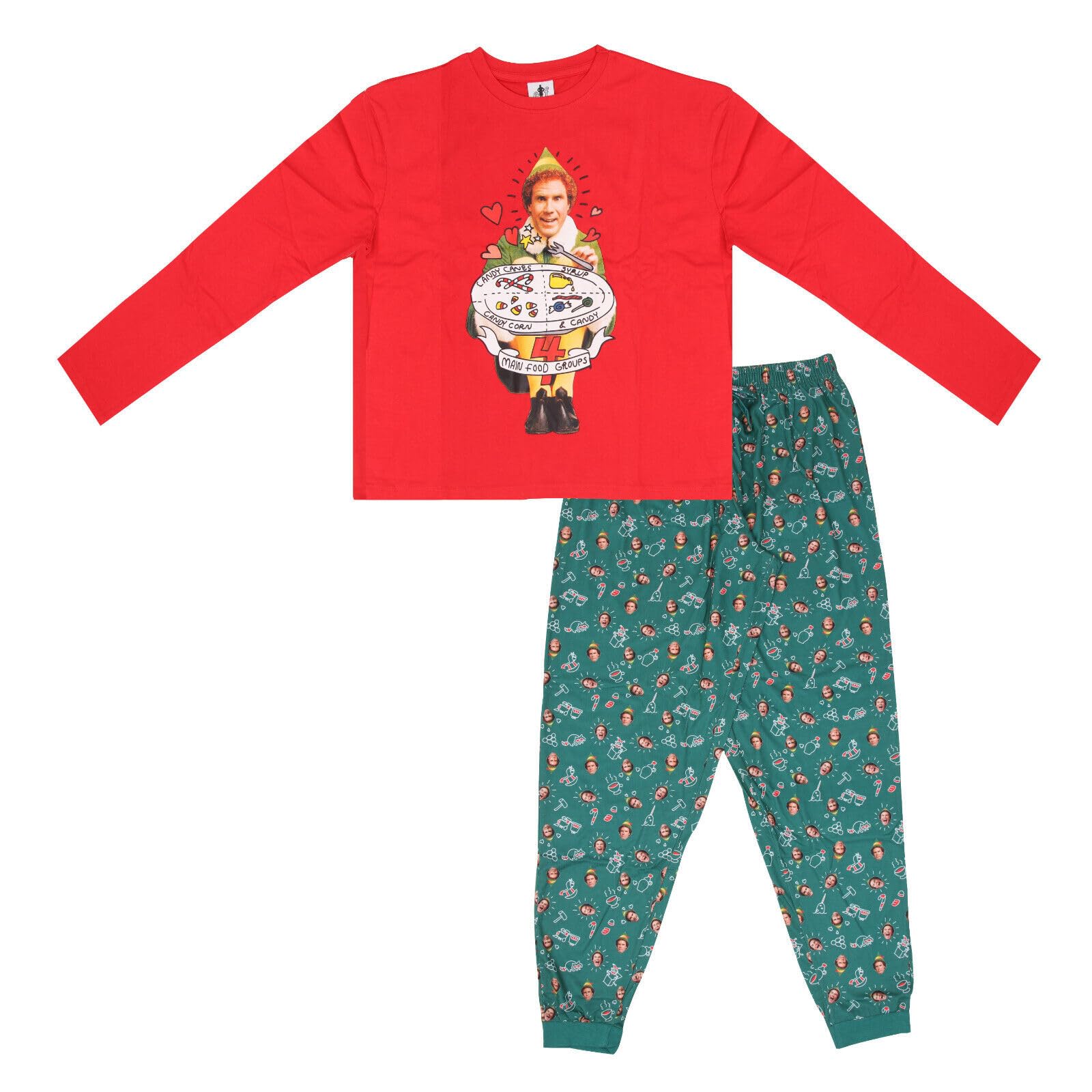 Ex Uk Store Women's The Elf - Green/Red Christmas Pyjamas The Elf Crop Top Cuffed Bottoms 6,8,10,12 Xmas Pj Sets (12)
