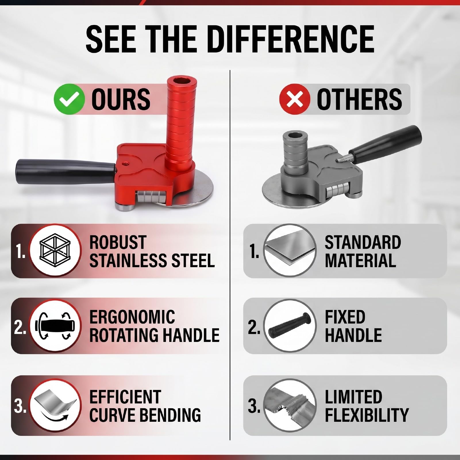 Tangxi Compact Sheet Metal Bender 1 Stanowisko, Disc Roller do Zagięć | 90-180 Degree Bending Angle, Ergonomic Rotating Handle, Stainless Steel, with L Shaped Wrench
