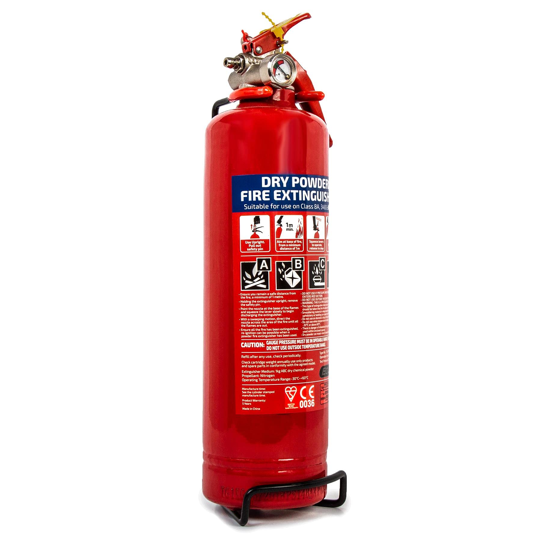 Equip 1KG ABC Dry Chemical Powder Fire Extinguisher with Steel Wall