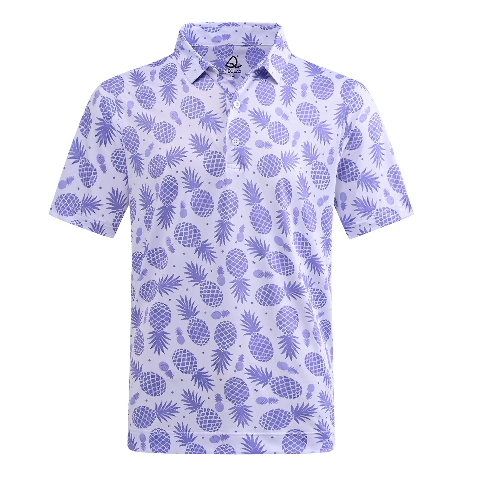 DEOLAX Mens Polo Shirts Moisture Wicking Dry Fit Performance Mens Golf Shirt Regular Fit Fashion Print Short Sleeve Polo