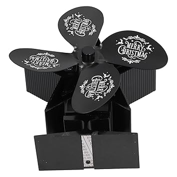 Wood Burning Stove Fan, Heat Powered Wood Stove Fan 4 Blades for Home for Christmas(Black)