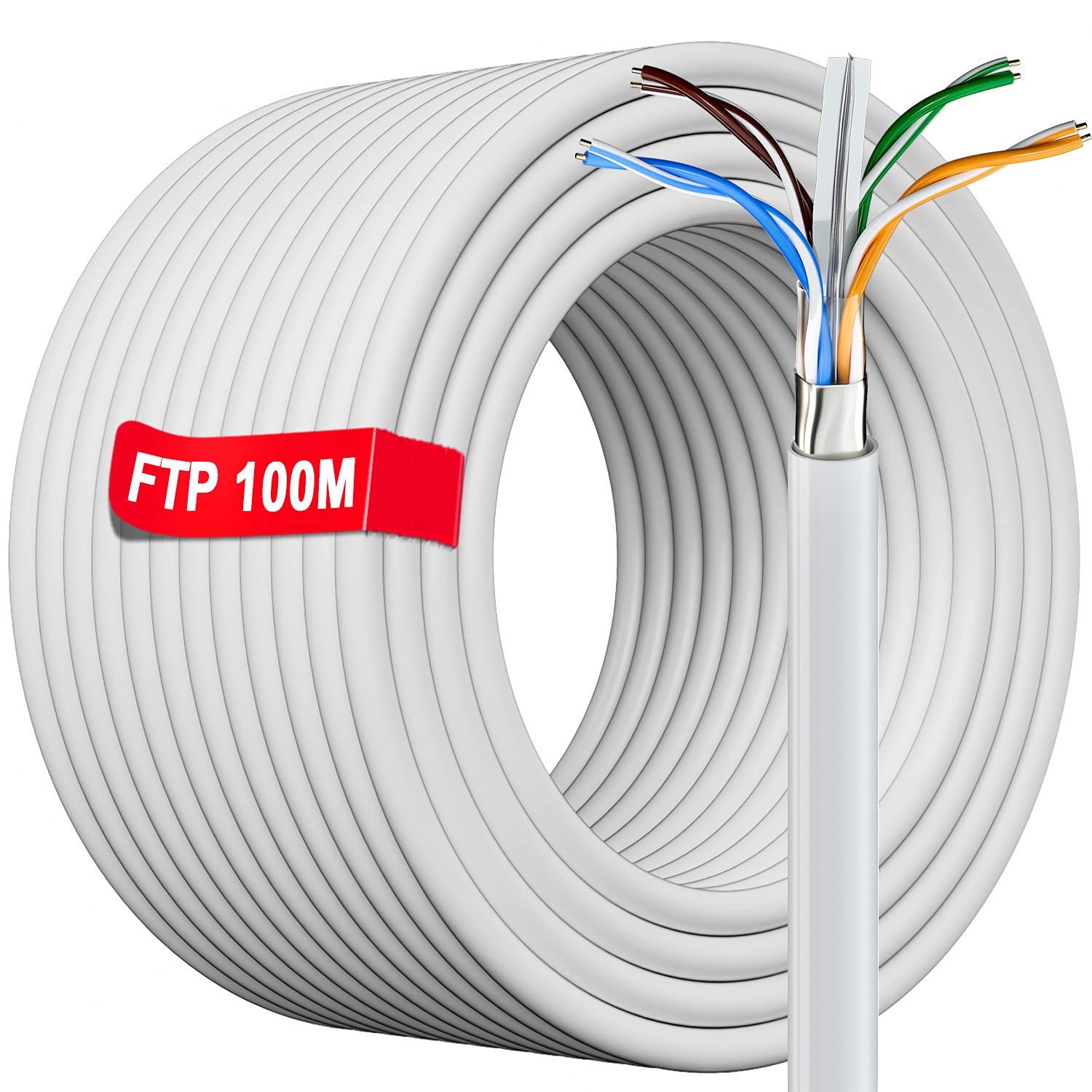 Soibke Cavo Ethernet 100 metri Schermato, Cavo Rete da esterno interno Impermeabile| FTP AWG23 Gigabit| RJ45 Cat 6 100m Cavo Lan Alta Velocità, Anti-jamming di Installazione per Router Switch