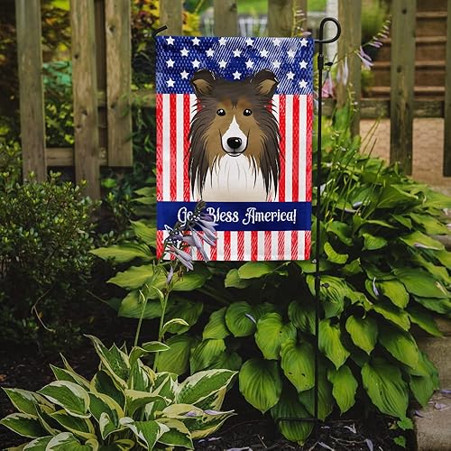 Vista 328 de Caroline's Treasures BB2171GF American Flag and Border Collie Garden Flag Mailbox Flag Decorative Yard Flag Banner Outside Patio Artwork Yard Flower