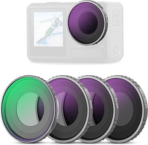 Neewer CPL & ND - Juego de filtros compatibles con DJI Osmo Action 4Action 5 Pro (paquete de 4), atornillable CPL + ND8 + ND16 + ND32, accesorios
