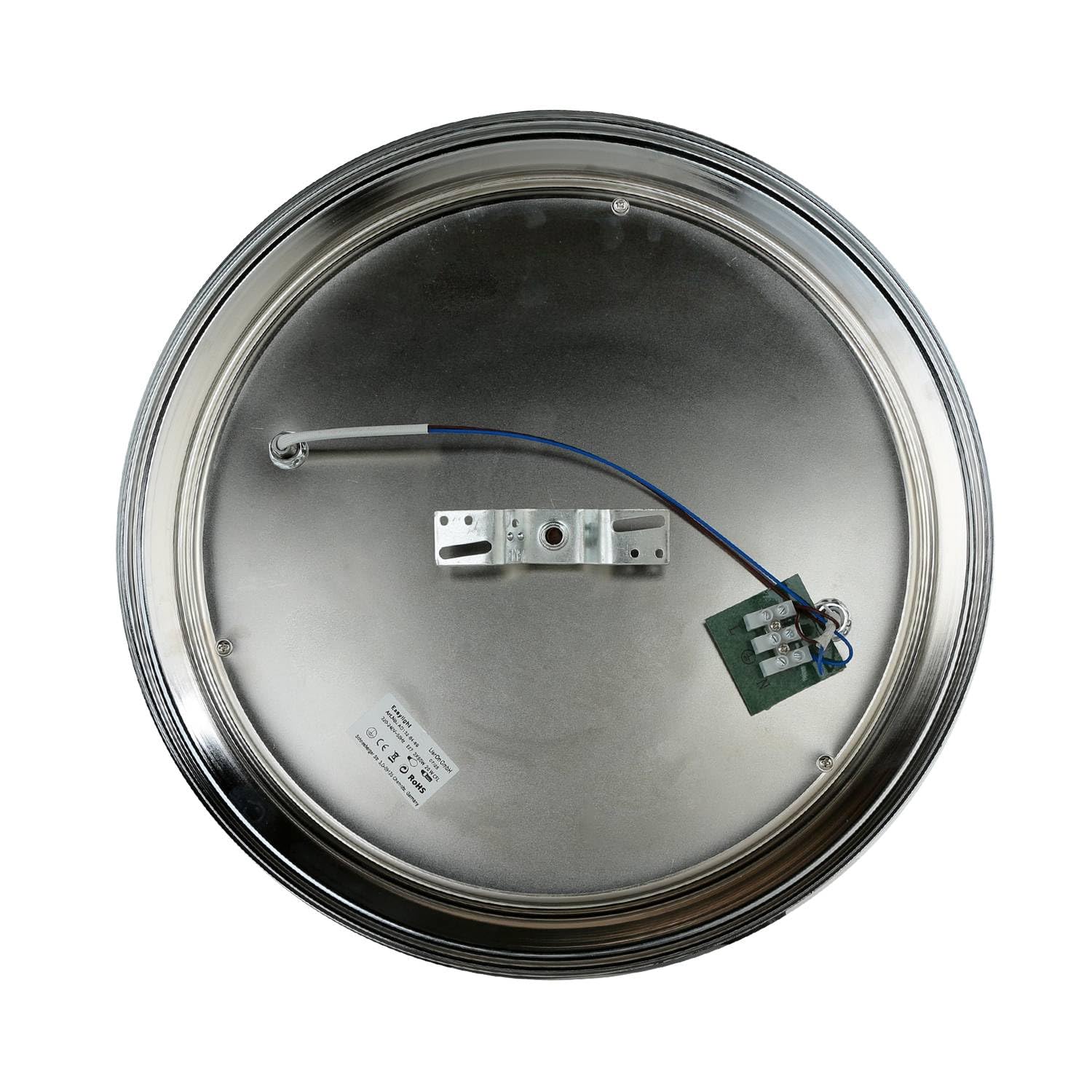 Licht-Erlebnisse Deckenleuchte Badezimmer IP44 Ø 35 cm H: 14,5 cm flach in Chrom 2x E27 Glas Metall Deckenlampe Badezimmerleuchte