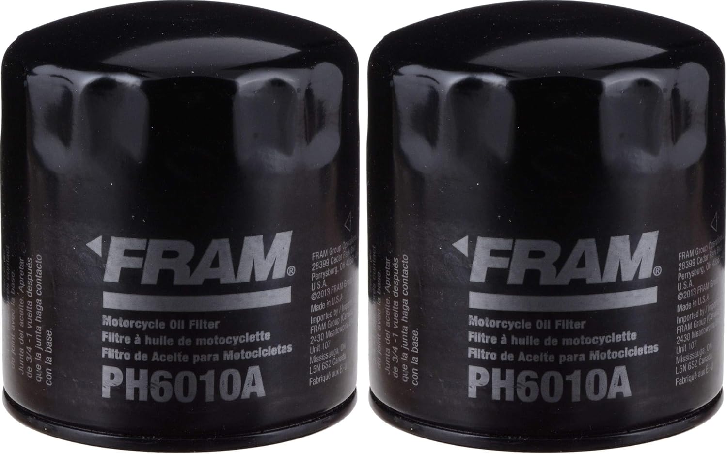 Fram PH6010A Oil - Motorcycle Full Flow Lube Spin-On Filter (Pack of 2)