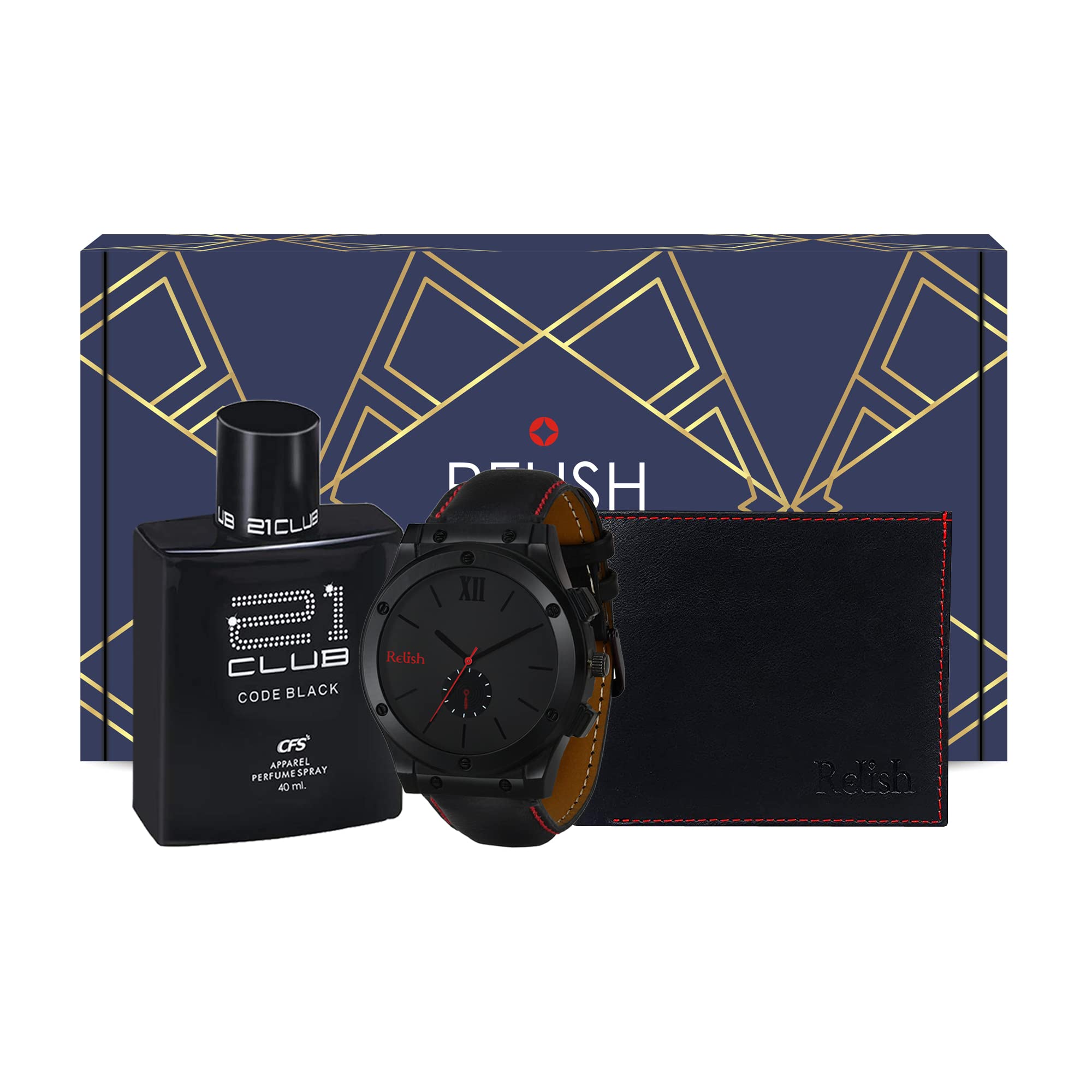 Relish Faux Leather Black Dial Analog Watch, Pu Wallet With Perfume For Men Combo Pack | Birthday, Diwali Gifts | Re-Pe513Ww (B09GP54PJ2) Amazon Price History, Amazon Price Tracker