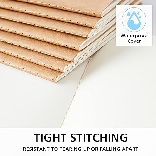 Miniatura 4 de feela Paquete de 8 cuadernos de papel kraft sin forro, bloc de notas en blanco para escribir dibujos, cuaderno de bocetos pequeño diario de viaje a