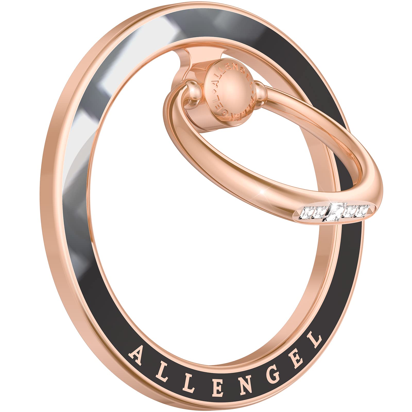 Compatible with MagSafe Phone Grip Stand Holder, Allengel Magnetic Phone Ring Holder with Finger Ring Kickstand for iPhone 14 Pro Max, 14 Pro, 14 Plus, 14, 13 and 12 Series (rose gold black)