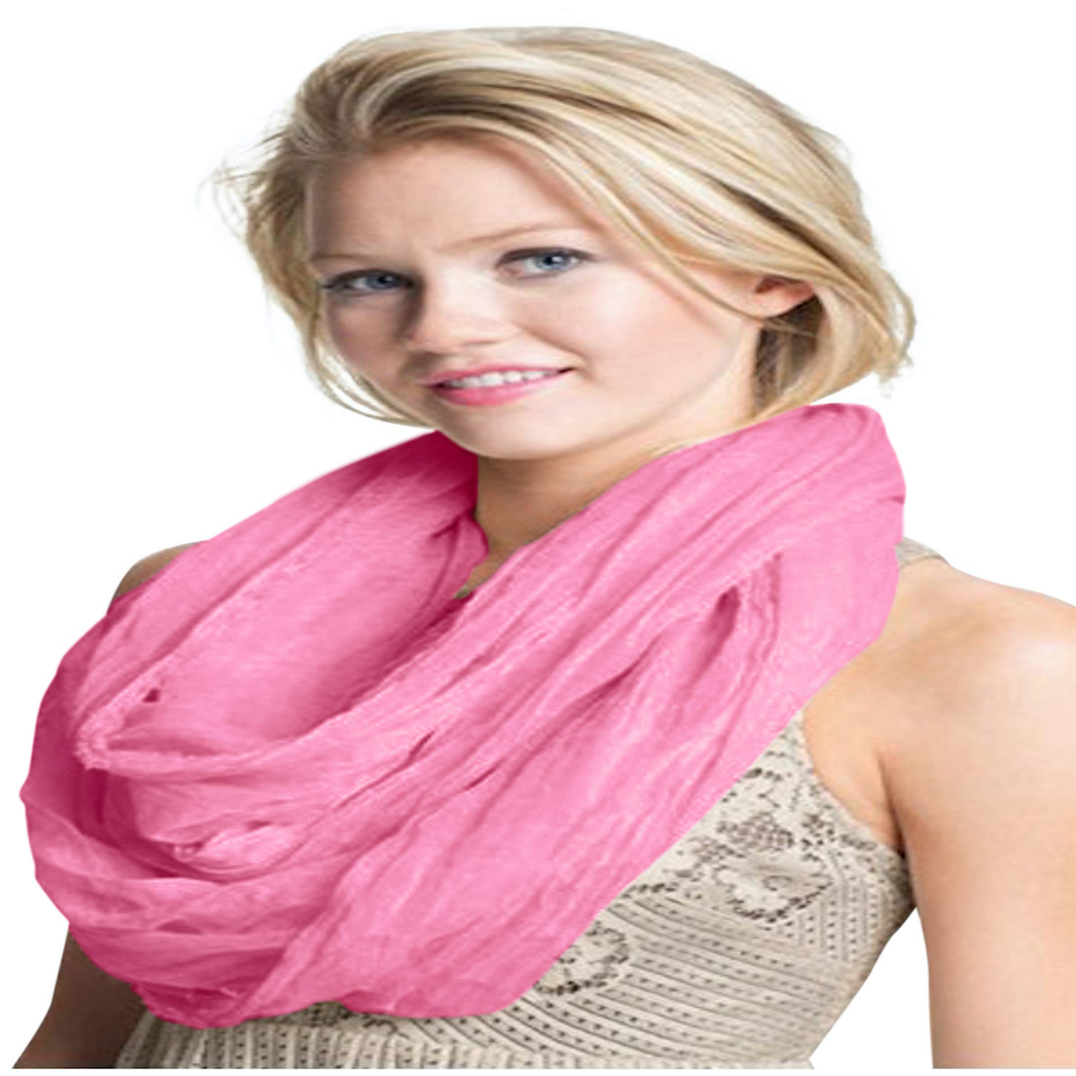 Cj Apparel Women's Pink Mobius Infinity Scarf Snood Cowl Circular Tube Eternity Shawl Pashmina Hand Made In Nepal