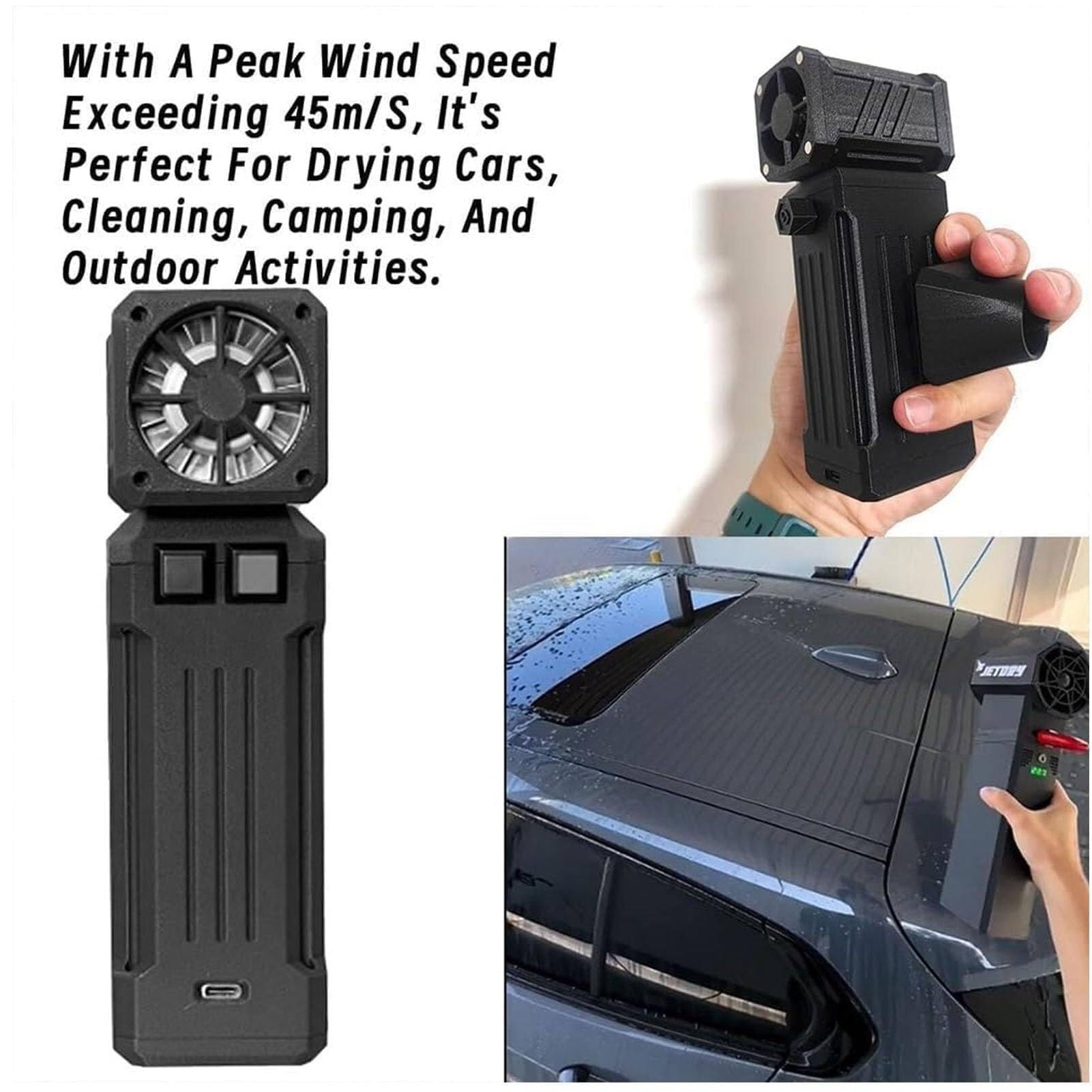 Mini soffiatore a getto portatile e potente, turbocompresso, multiuso, per auto, pulizia, campeggio e attività all'aperto