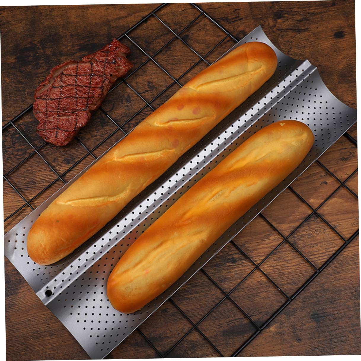 2piezas Molde Para Hornear Ondulado Molde Para Pan Francés De Acero Inoxidable Revestimiento Antiadherente y Cavidades Para Uso Doméstico y Profesional