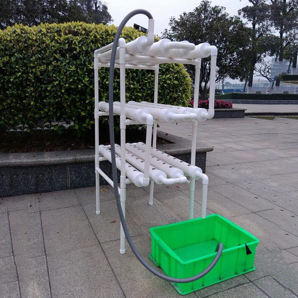 Kit Sistema di Coltivazione Idroponica a 3 Livelli 108 Posti per Ortaggi Kit di Coltivazione Idroponica Sistema di Coltivazione Senza Suolo in PVC Kit Idroponici per Ortaggi a Foglia.