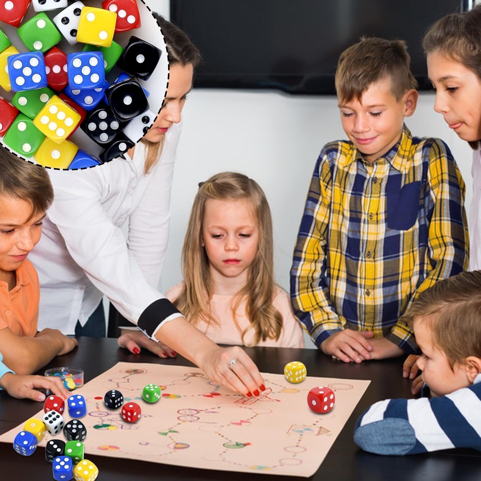 30 Pezzi Dadi Colorati a 6 Facce,22mm D6 dadi in acrilico ,6 Facce Game Dice a cubetti in acrilico con sacchetto a cubo nero,per Poker,Giochi da Tavolo, Giochi con Dadi e Matematici ,poker